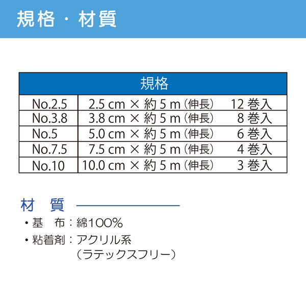 テーピング ワーデル No.7.5 7.5cm×5m 1箱（4巻入） 竹虎 - アスクル