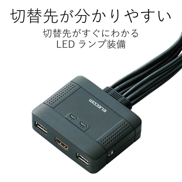 エレコム HDMI対応パソコン切替器 切替用手元スイッチ付/HDMI接続対応