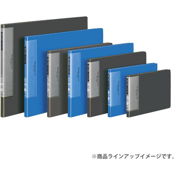 コクヨ　クリヤーブック（ウェーブカット・固定式）　B6ヨコ20ポケット　ダークグレー　ラ-T568DM　1冊