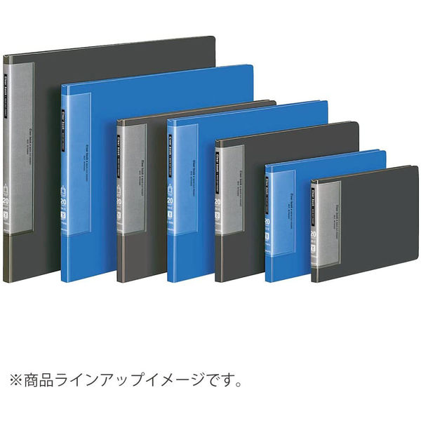 コクヨ クリヤーブック（ウェーブカット・固定式） B6ヨコ20ポケット 青 ブルー ラ-T568B 1箱（10冊入） - アスクル