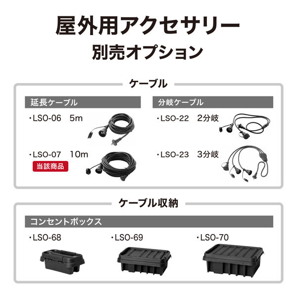 タカショー 屋外用延長ケーブル10m 1500W LSO-07（直送品） - アスクル