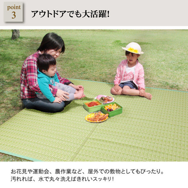 イケヒコ 洗える PPカーペット 『バルカン』 グリーン 江戸間2畳（約174×174cm） 1枚（直送品） - アスクル