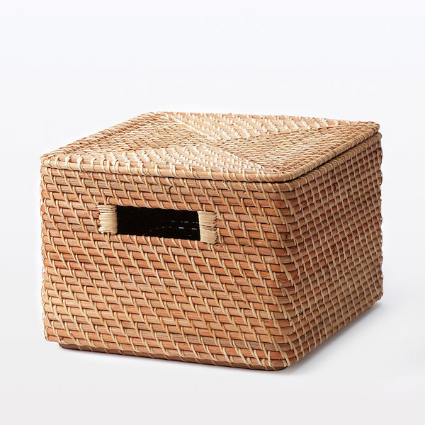 無印良品 重なるラタン角型バスケット 大 （V）約幅35×奥行36×高