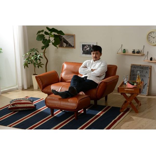 セルタン カウチソファ 2人掛 ヴィンテージ 幅1700mm 合皮キャメル