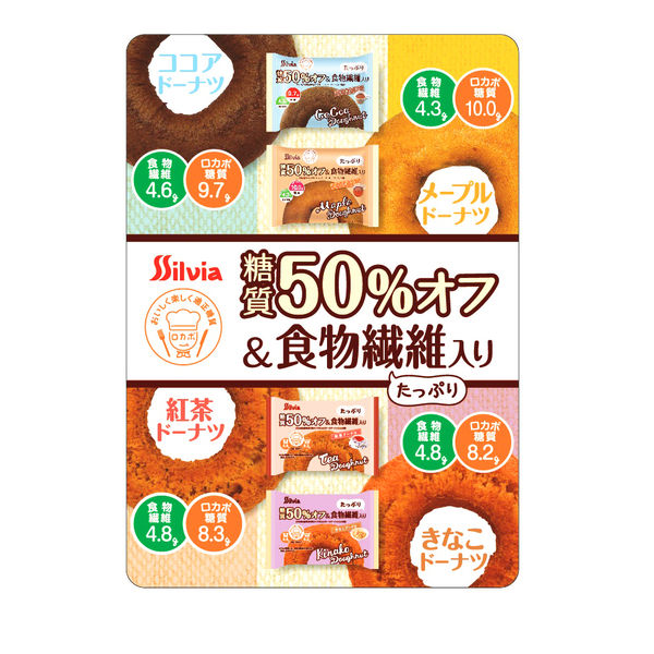 シルビア 糖質50%オフ食物繊維入りロカボアソートドーナツ 6袋