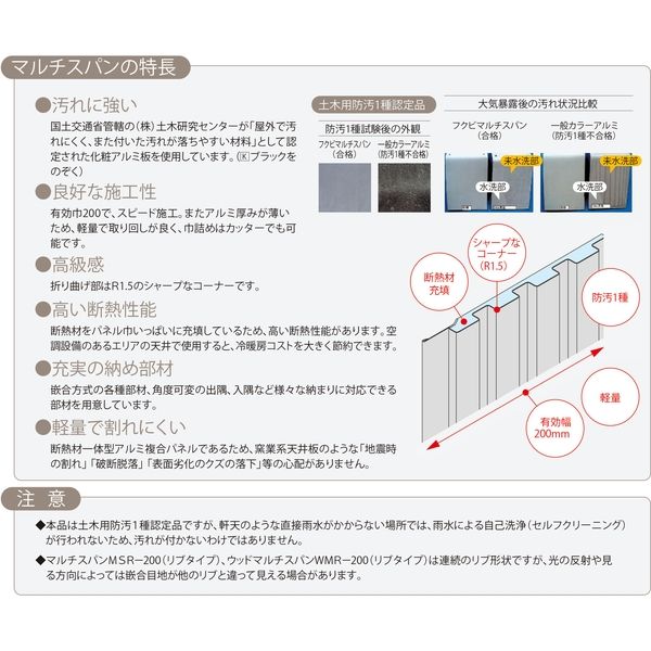 [12/20は抽選で最大全額ポイント還元] フクビ　不燃スパンドレル　 「マルチスパンMSF-200　4m」　 有効幅200mm　 フラット調