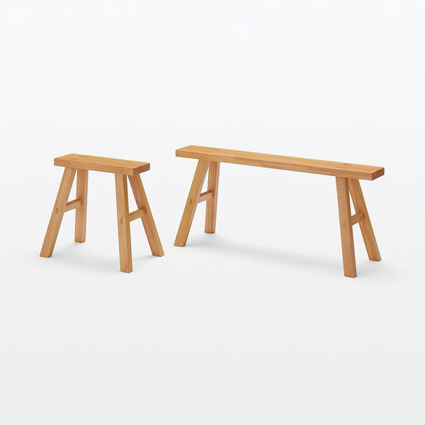 無印良品　無垢材ベンチ・オーク材 小　幅48.5×奥行30×高さ44cm Amazon｜無印良品 木製ベンチ 小 12841036｜ダイニングベンチ