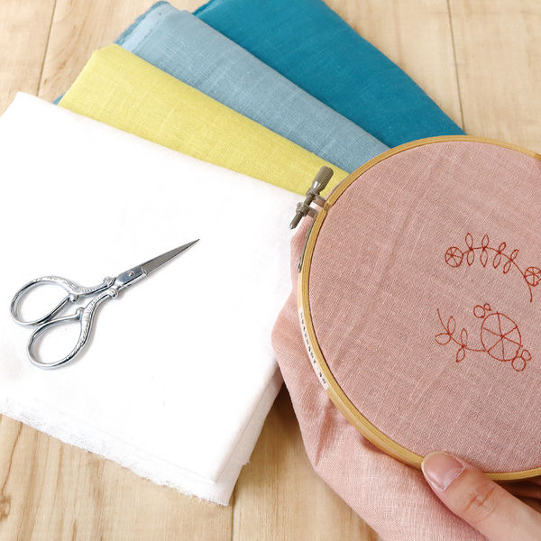 日本紐釦貿易 刺しゅう用リネンコットンクロス 約62×50cm