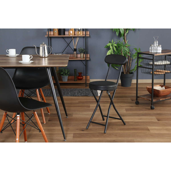 不二貿易 折りたたみ椅子 座面高50cm 背もたれ付 合皮クッション座面