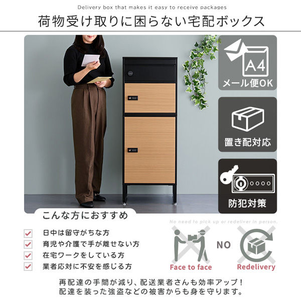 宅配ボックス スリムハイタイプ 3ボックス 幅450×奥行375×高さ1220mm