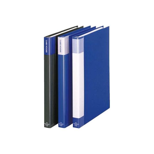 （まとめ）ライオン事務器 名刺ホルダー A4タテ4穴 300枚 ヨコ入れ ブルー MH-300C 1冊 〔×5セット〕(代引不可) ライオン事務器 名刺ホルダー A4S 適正収容枚数300枚 MH-300R 黒