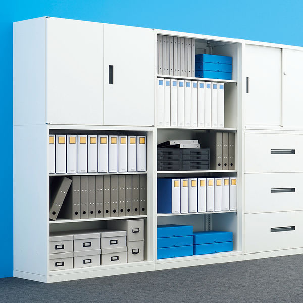 オカムラ スチール収納VILLAGE 引違い（2枚引違い・シリンダー錠） 3段