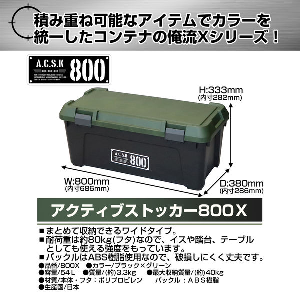 JEJアステージ アクティブストッカー800X（耐荷重80Kg） ブラックグリーン 1箱（4個） - アスクル