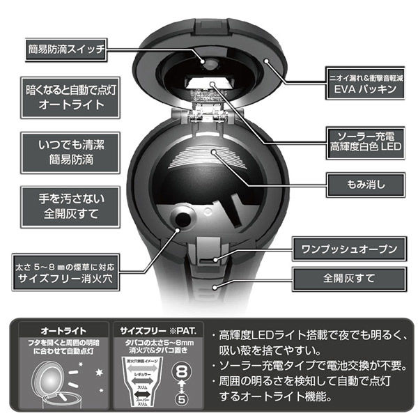 星光産業 ソーラー型 灰皿 ED-227 1個（直送品） - アスクル