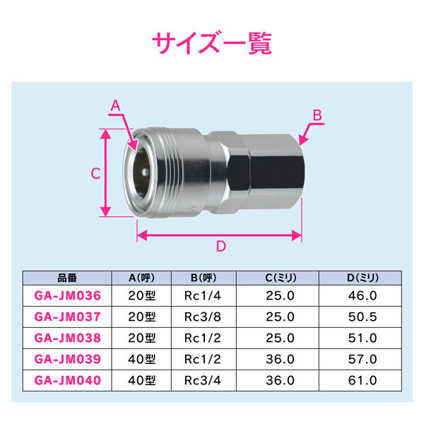 カクダイ ガオナ エアソケット Rc1/2 40型 内ネジ GA-JM039 1個（直送