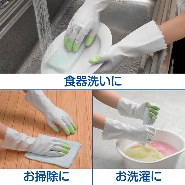 ファミリー ビニール 手袋 中厚手 指先強化 Mサイズ ピンク 掃除 洗濯 食器洗い用(3双セット)