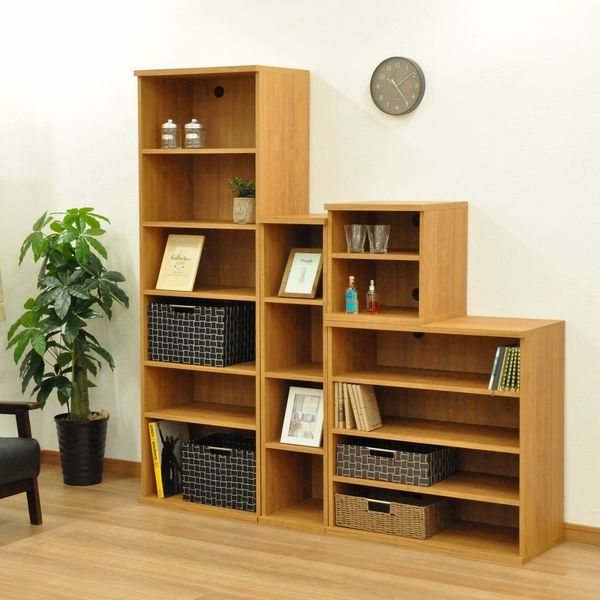 新作登場安いハンドメイド家具SH-7 濃いブラウンの6スペースシェルフ 奥行き35.6cm 棚、本棚、シェルフ