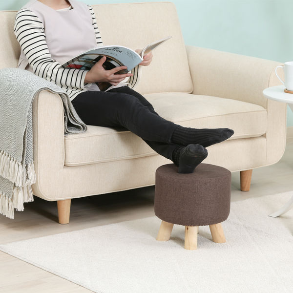 不二貿易 ミニファブリックスツール ラウンド ブラウン 16441 1脚