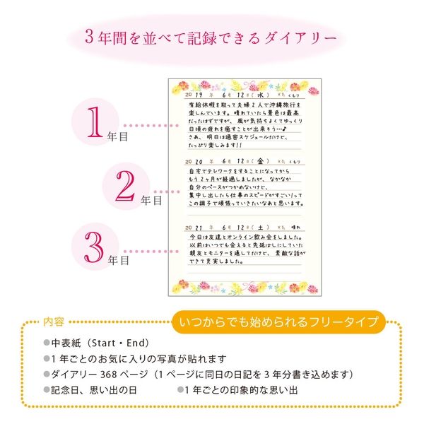 クローズ・ピン nami 3年ダイアリー ミモザ DI16325 1セット(3冊