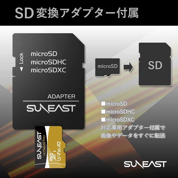 SUNEAST SDカード 128GB U3 V30 Class10 最大転送速度95MB s SDXC UHS-I メモリーカード IPX7防水性能 SE-SDU3128GBC10（YF）