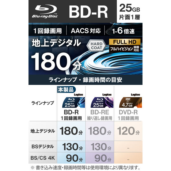 ブルーレイディスク BD-R 1回記録用 25GB 地デジ180分 50枚 LM 