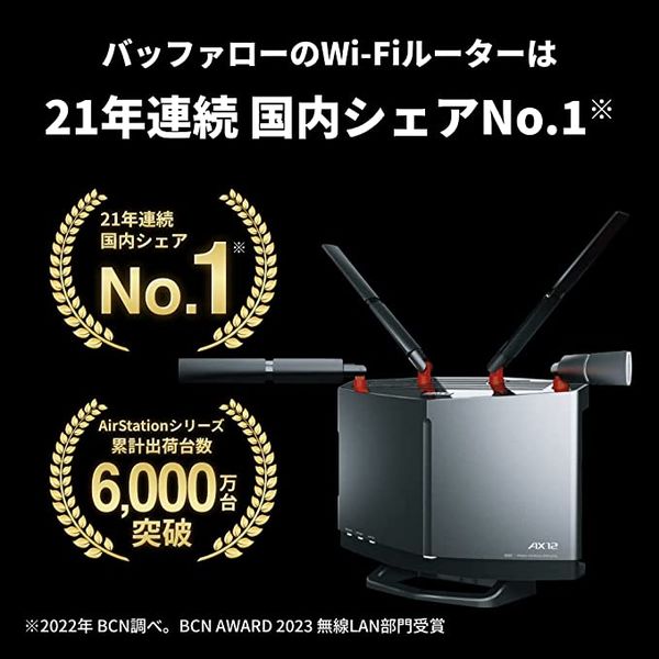 BUFFALO バッファロー 無線LAN親機 wifi6ルーター 4803+1147Mbps IPv6