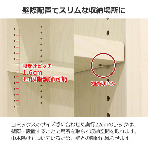 エイ・アイ・エス コミックラック 幅600×奥行220×高さ1801mm ナチュラル CMR-1803 NA 1台（直送品） - アスクル