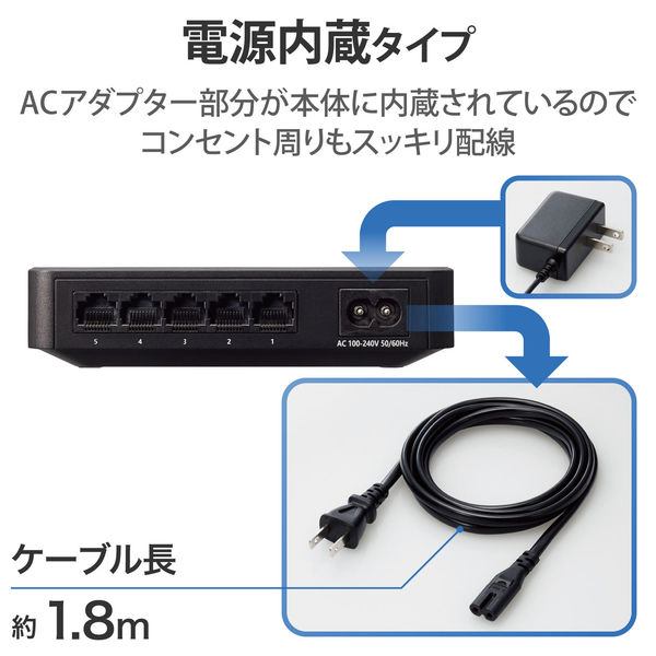 エレコム Giga対応スイッチングHub/5ポート/磁石付き