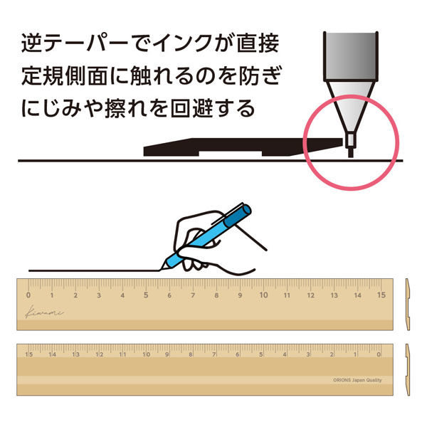 Kiwami LR左右利き手対応 アルミ定規 15cm ゴールド KLR-15-GO 1本