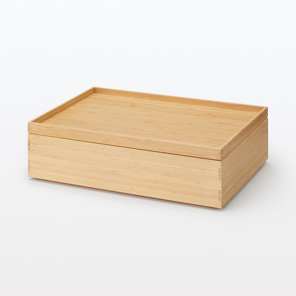 無印良品 重なる竹材長方形ボックス 小 約幅37×奥行26×高さ8.5cm 良品 