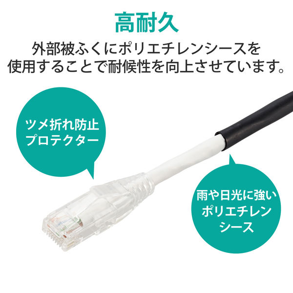 エレコム LANケーブル CAT6A 20m 屋外用 耐候性 cat6a対応 ブラック LD