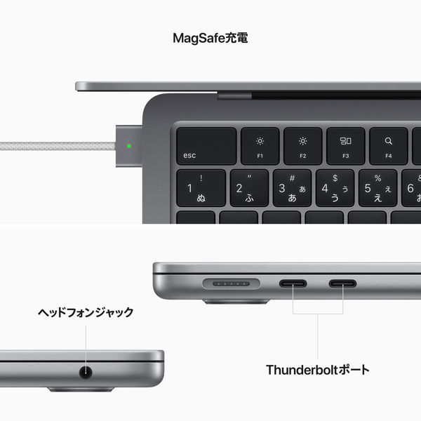 MacBook Air 13インチ Apple M2チップ 8コアCPU/10コアGPU SSD 512GB スペースグレイ - アスクル