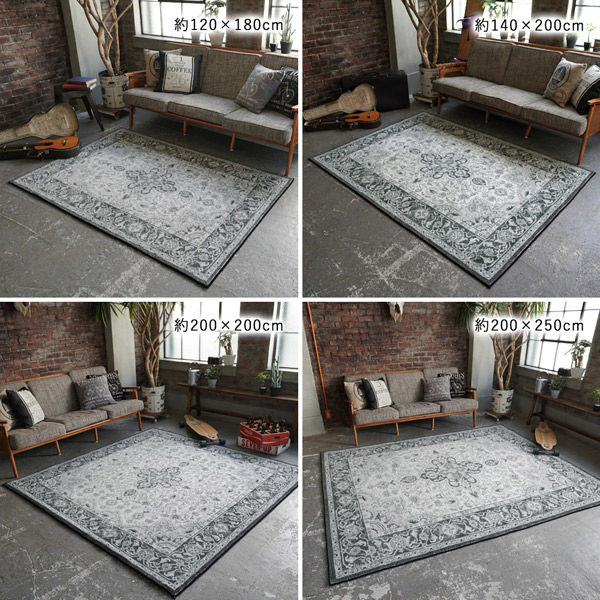 rs-s3r 　DICTUM マイクロファイバーラグ 140x200cm ERARE DICTUM マイクロプリントパイルラグ 1400×2000mm グレー