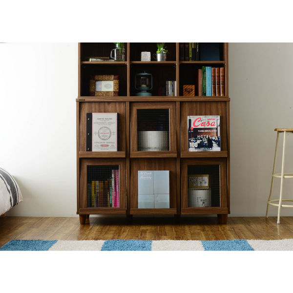 佐藤産業 NF ネフラス 6枚フラップ扉キャビネット ブラウン 幅1115