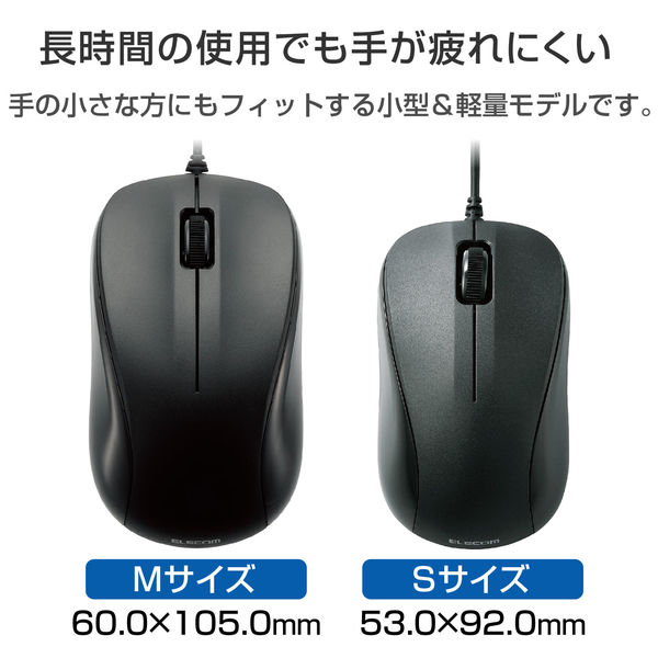 エレコム 光学式マウス/USB/3ボタン/ブラック/ROHS指令準拠 M-K5URBK/RS 1個