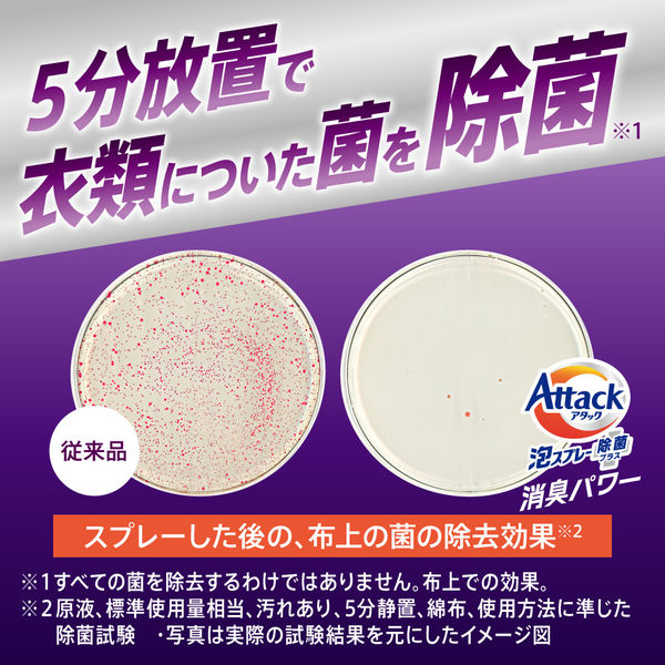 アタック泡スプレー 除菌プラス 消臭パワー 本体 300mL 1個 衣料用洗剤 花王