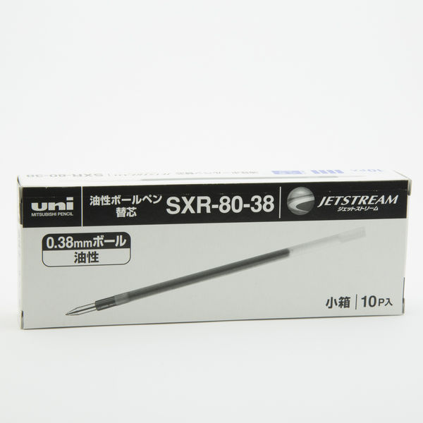 三菱鉛筆uni ジェットストリーム多色・多機能用替芯 紙パッケージ 0.38ｍｍ 黒 SXR8038K.24 1箱（10本入） - アスクル