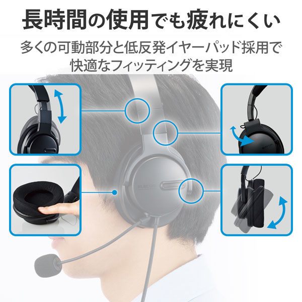 ヘッドセット ネックバンド型 USB接続 両耳 折りたたみ式 軽量