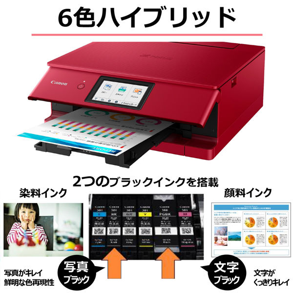 キヤノン インクジェット複合機 TS8630 RED PIXUSTS8630RD 1台 - アスクル