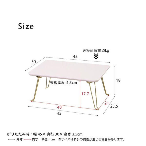 永井興産 ニーナ 幅45 折りたたみテーブル ピンク NK-745PI 1台（直送品） - アスクル