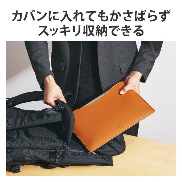 レザー MacBook ケース 13インチ / キャメル ELECOM MacBook 用 レザースリーブケース 13インチ ノート