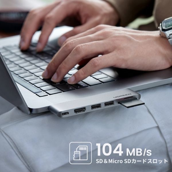 UGREEN USB Cハブ MacBook Pro Air専用 6-IN-2 USB-C変換アダプター 4K HDMIを搭載したMacBook