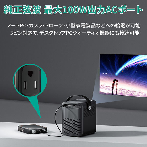 ポータブル電源 小型 99.9Wh 27000mAh 4台同時給電 LEDライト搭載 PS-RE01-BK 1台 AUKEY - アスクル