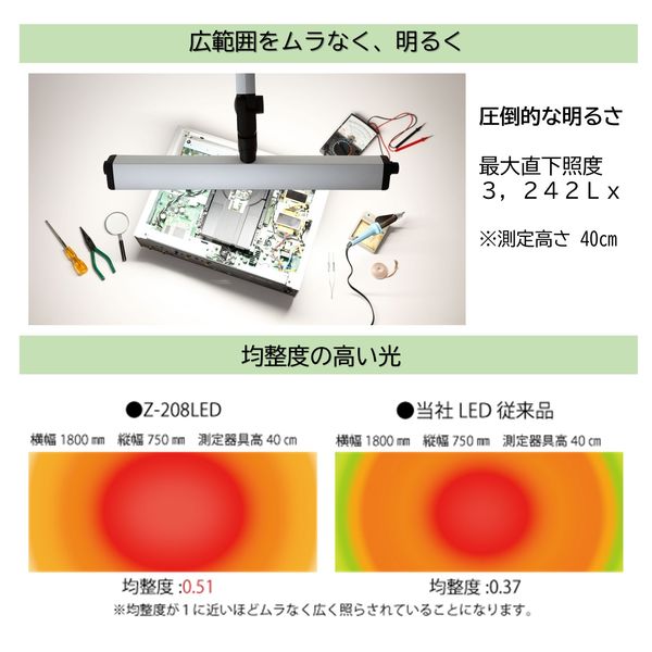 山田照明 Z-LIGHT LEDデスクライト シルバー 直下照度3242Lx 7段階調光機能付き Z-208LEDSL