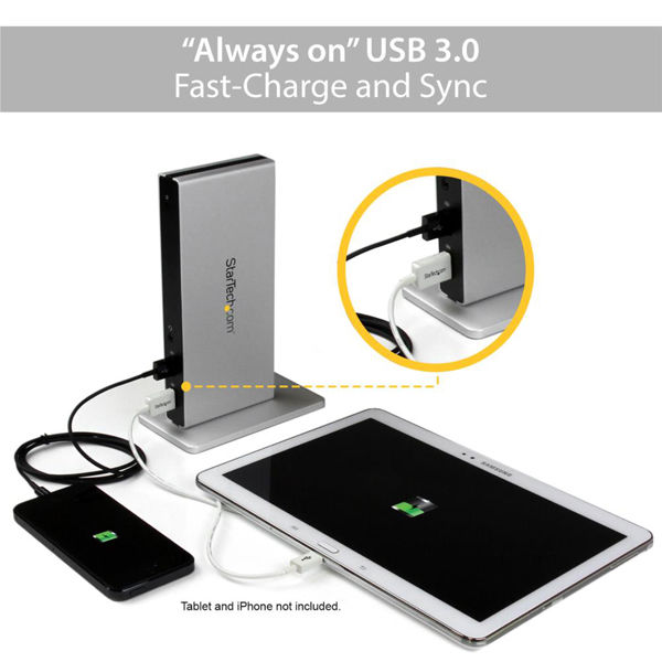 Startech.com USB3.0接続ドック デュアルDVIモニタ対応 縦置き型