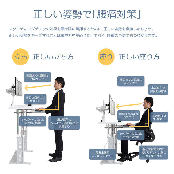 軒先渡し】 Bauhutte スタンディングデスク 幅700×奥行450～725×高さ 