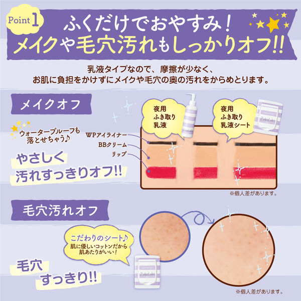 ズボラボ 夜用ふきとり乳液シート クレンジングシート(メイク