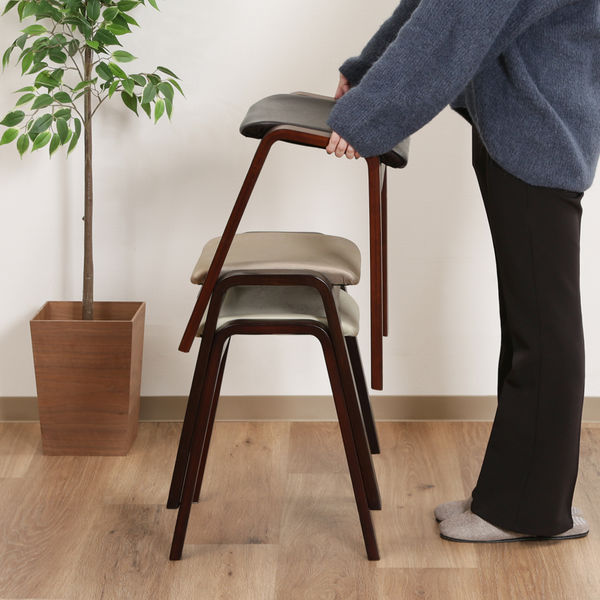不二貿易 曲木スツール ハイ CF-406 ダークブラウン/ブラウン 75318 1