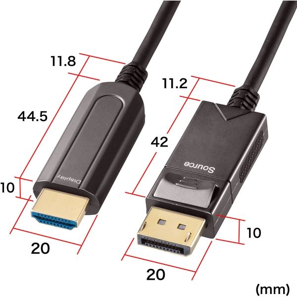 サンワサプライ DisplayPort-HDMI変換光ファイバーケーブル（10m） KC-DPHDFB100 1本（直送品） - アスクル