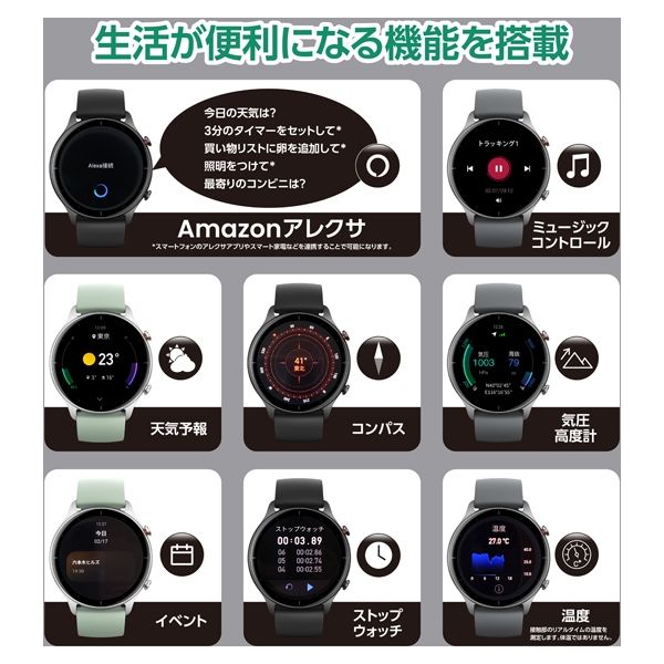 アマズフィット(Amazfit) スマートウォッチ 腕時計 GTR 2e グリーン ウェアラブル SP170033C08（直送品） - アスクル